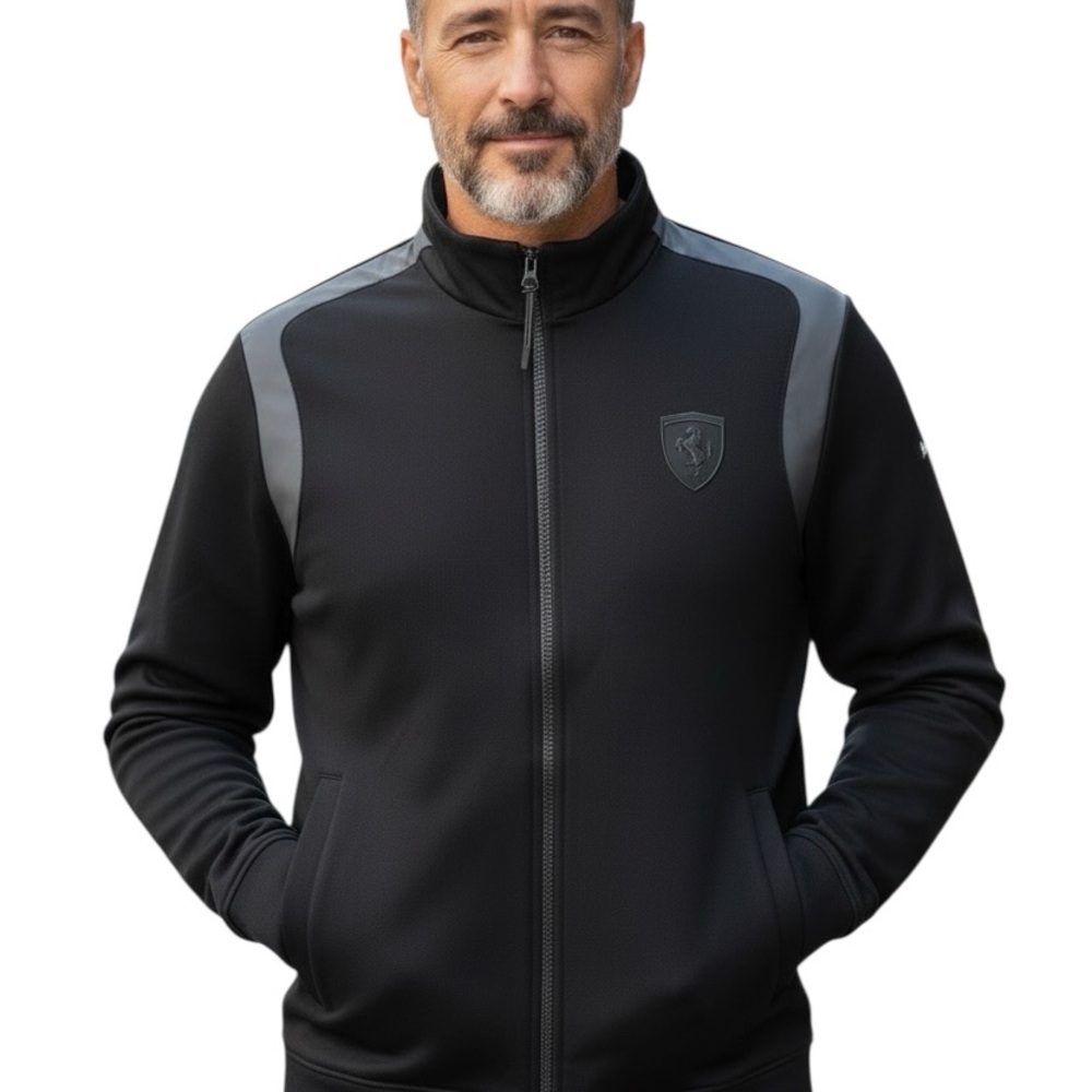 Scuderia Ferrari Black and Gray Bomber Jacket